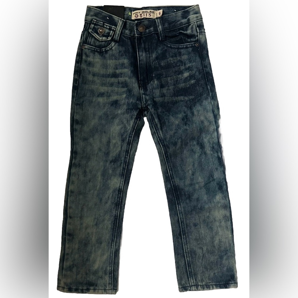 NEW GS115 JEANS 6 BOYS ZIP FLY BLEACH BLOTCH RINSE
